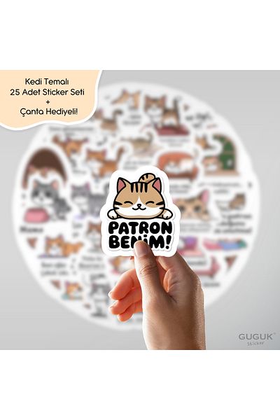 GUGUK مجموعة ملصقات القطة اللطيفة