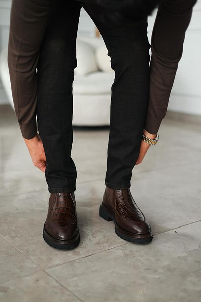 Avni Ceylan Brown Crocodile Leather Boots