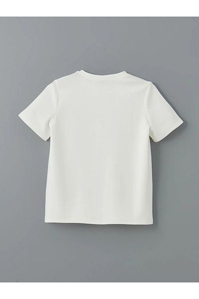LC Waikiki Γυναικείο μπλουζάκι LCWAIKIKI Classic Ecru Crew Neck Floral