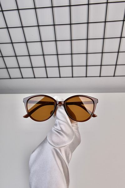 LOOKUP NEW Cat Eye Pattern Brown Unisex Sunglasses - Interchangeable Bone Glass, Uv400 Protection