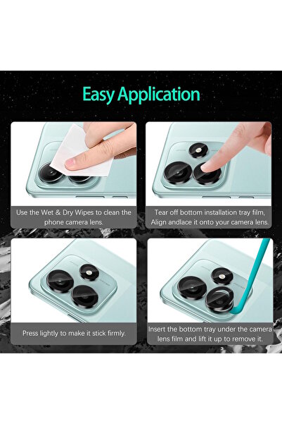 m.tk moveteck Xiaomi Redmi Note 14 5G Kamera Koruma Lens Koruyucu Temperli Cam Uygulama Aparatlı Kırılmaz Camı