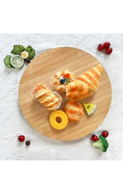 KdrElektronik Bamboo Pizza Board with 360 Degree Swivel - Cheese Breakfast Serving Presentation Plate