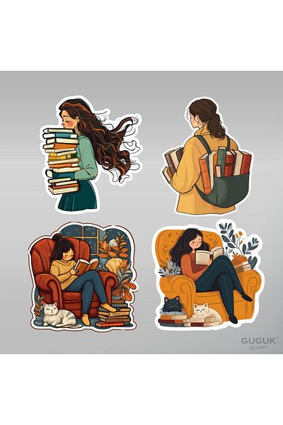 GUGUK كتاب ومجموعة الملصقات النسائية