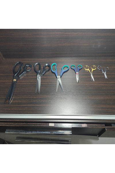 hagiki 6 Pieces Scissors Set - Tailor, No9, No8, 5, No5.5- Gold Embroidered and Folding Scissor Top Quality