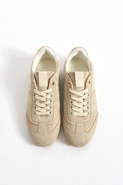 Friend & Trend Süet Bağcıklı Düz Taban Sneaker Kadın Spor Ayakkabı
