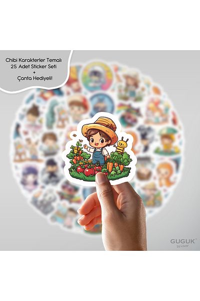 GUGUK مجموعة ملصقات شخصيات تشيبي