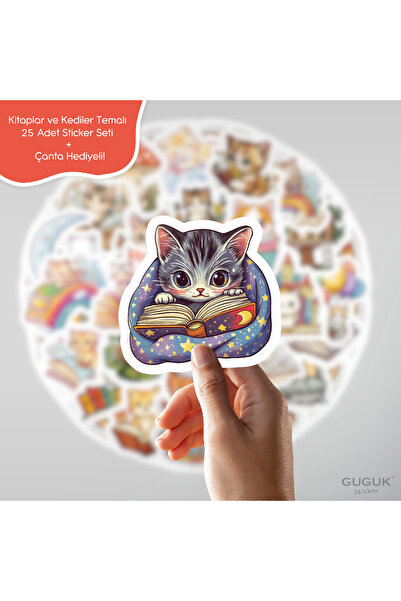 GUGUK Kitaplar ve Kediler Sticker Seti