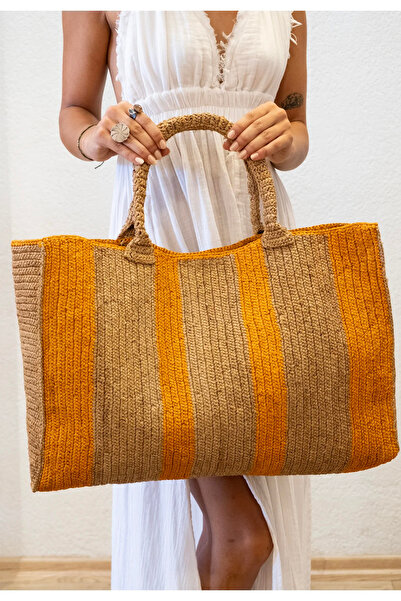 Unique Concept Orijinal El Yapımı Renkli Kadın Rafya Omuz Çantası