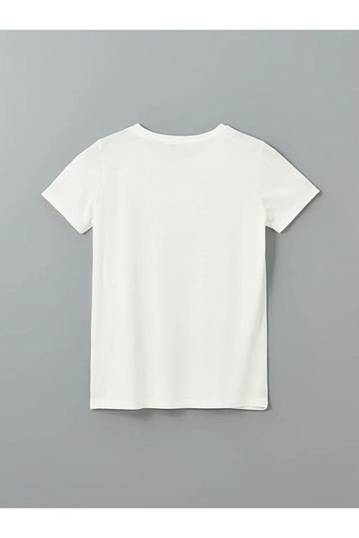 LC Waikiki Lcwaikiki Classic Ecru Crew Neck Printed Women's T-Shirt