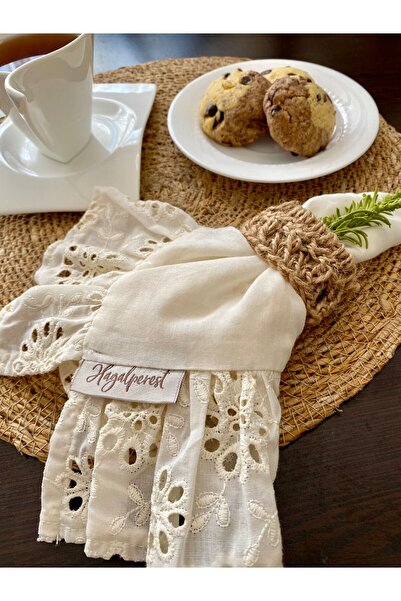 Hayalperest VUAL  FİSTO FIRFIR DETAYLI SUNUM PEÇETESİ EKRU RENK  8 ADET