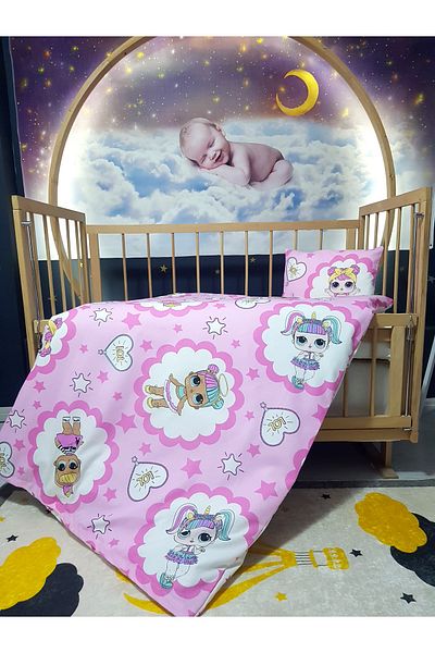 Baby Clime 5 Piece 90X130 Baby Sleeping Set - Quilt Pillow Sheet Set - Cute Girl Character