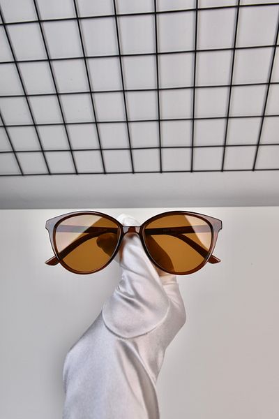 LOOKUP NEW Cat Eye Pattern Brown Unisex Sunglasses - Interchangeable Bone Glass, Uv400 Protection