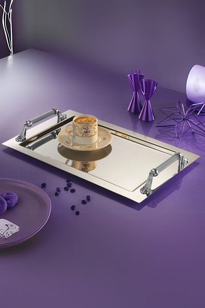 ÖzSa Home Alone Coffee Promise Engagement Promise Tray - with Stainless Steel Handles, 25X38 cm