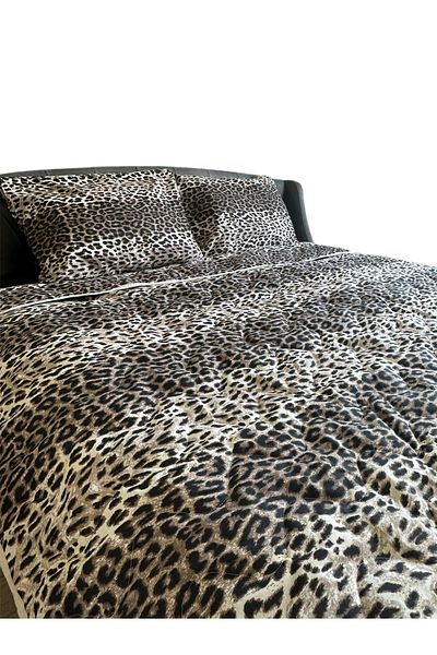 She&Co Set cuvertură de pat dublă matlasată cu model leopard