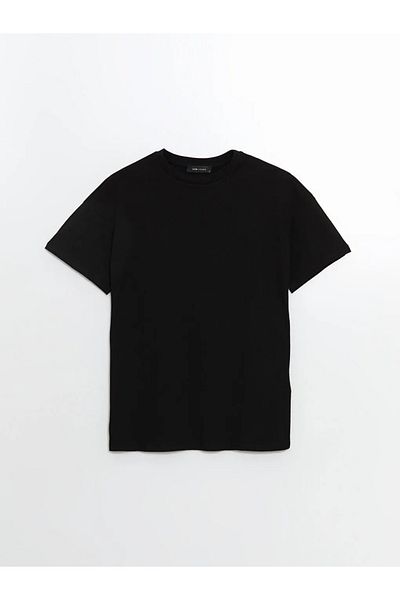LC Waikiki Γυναικείο μπλουζάκι LCW Vision Black Crew Neck Oversize