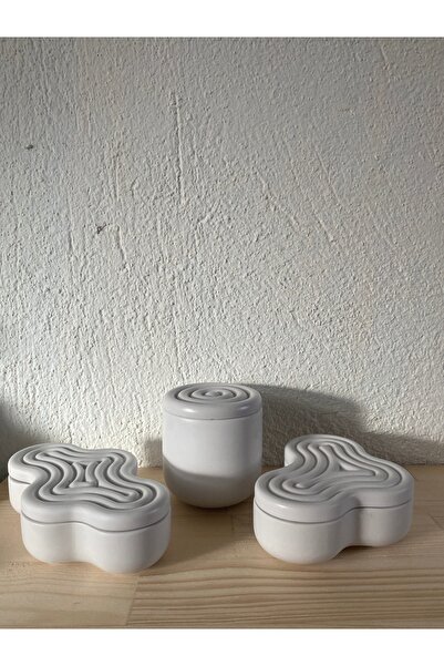 Store Studio Yabu - Gray Wavy Decorative Box with Lid / Jewelry Box Set of 3