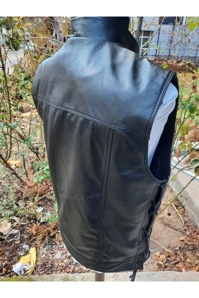 ArdaStilDeri Genuine Leather Hooked Biker Chopper Leather Vest