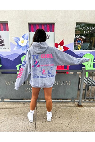 DEEFWEAR Hanorac unisex cu fermoar TV Girl - Design de album de muzică Cares