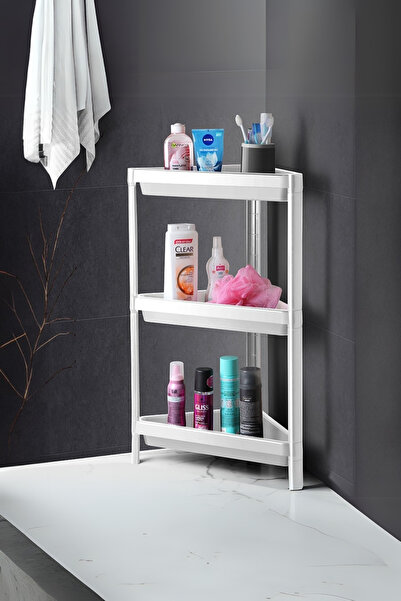 Hesaplı Kasa Üçgen Köşelik 3 Katlı Banyo Rafı, Banyo Köşe Düzenleyici, Bölmel...