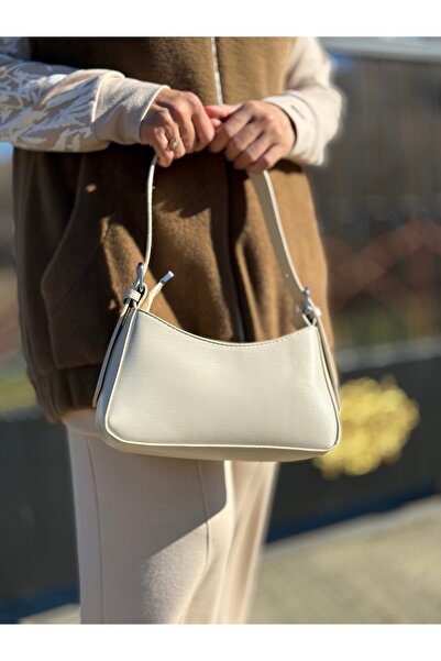 DEV 3 ADAM Cream Women's Baguette Stylish Hand and Shoulder Bag with Adjustable Strap