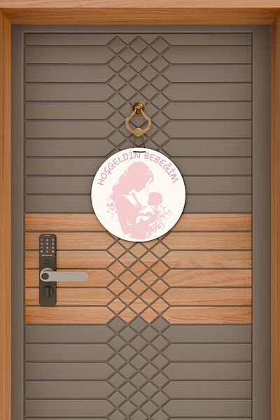 Rugmood Σύγχρονη ψηφιακή εκτύπωση Ροζ Mother Baby Door Στολίδι