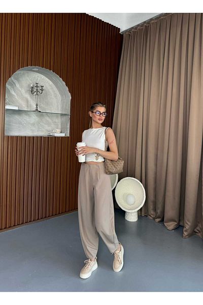 MevaMoss Scuba Crepe Fabric Baggy Model Balloon Trousers