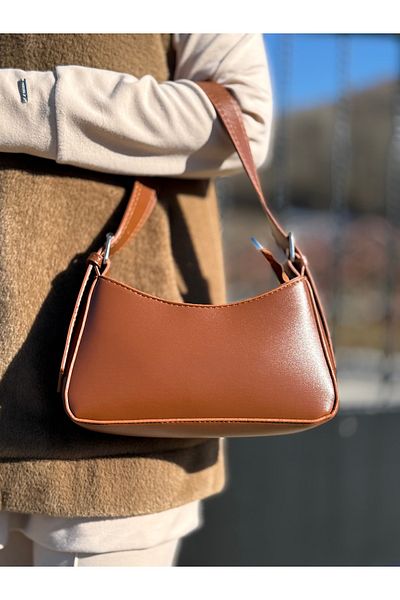 DEV 3 ADAM Tan Women's Baguette Stylish Hand and Shoulder Bag with Adjustable Strap