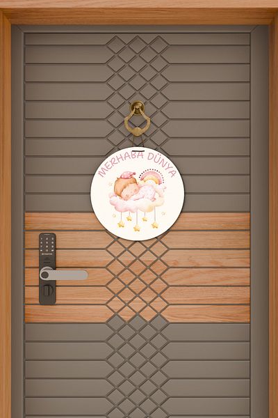 Rugmood Modern Digital Print White Hello World Baby Door Ornament