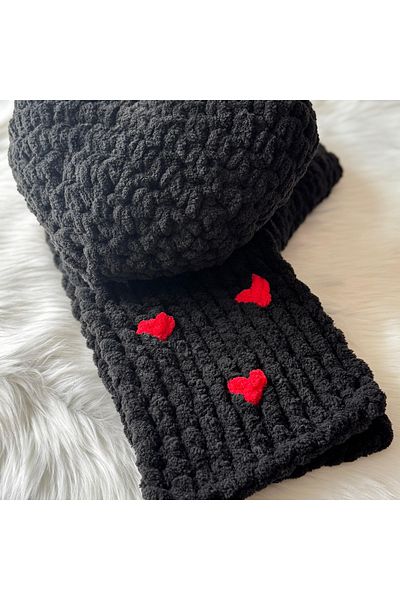 Home Σετ μαξιλαριού και κασκόλ Puffy Heart