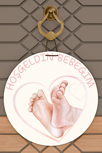 Dormot Home Ornament pentru ușă pentru picioare de bebeluș roz cu imprimare d...