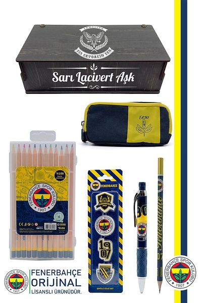 Fenerbahçe Original Licensed Pen Pen Holder Dry Paint Eraser Gift Set