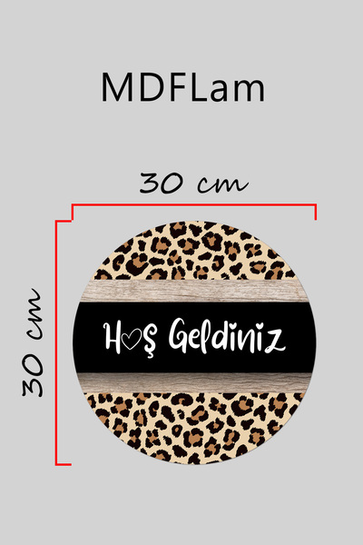 Rugmood Modern Dijital Baskı Siyah Ahşap Leopar Hoşgeldiniz Kapı Süsü