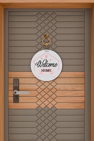 Rugmood Λευκό "Welcome Home" Τυπωμένο Μοντέρνο Στολίδι Πόρτας
