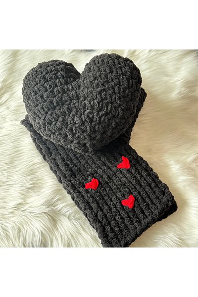 Home Σετ μαξιλαριού και κασκόλ Puffy Heart