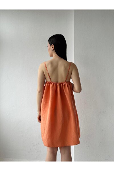 Retrobird Orange Strap Mini Women's Dress - Design June
