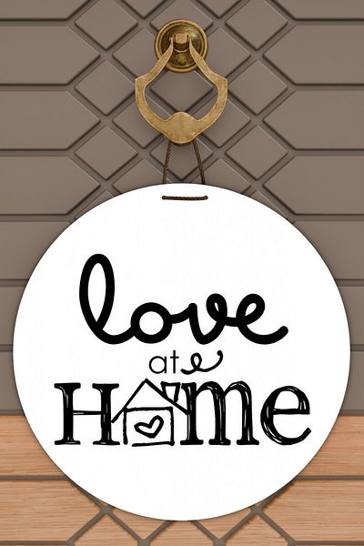Rugmood Μαύρο Μοντέρνο Ψηφιακό Τυπωμένο Love Home Door Ornament