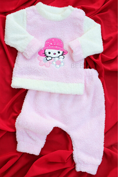 Bebeloji Baby Hello Kitty Kız Bebek Kışlık Polar Takım Welsoft 2li Kalın Eşof...