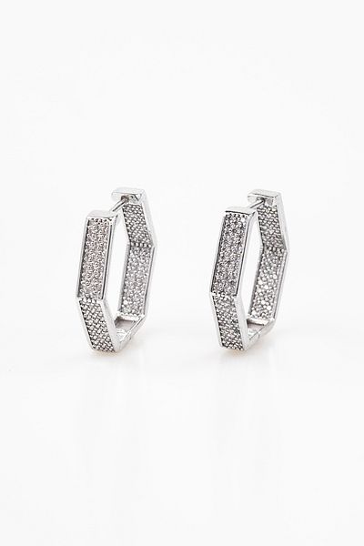 Bijuty Zircon Stone Silver Color Hoop Earrings