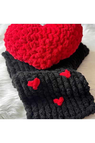 Home Σετ μαξιλαριού και κασκόλ Puffy Heart