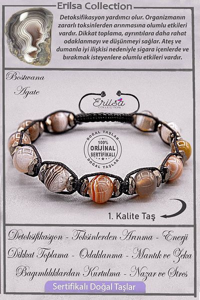 Erilsa Certified Aaa+ Quality Real Terahertz - Bostwana Agate Stone Bracelet