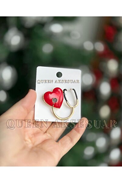 QUEEN AKSESUAR Lüks metal kalpli stetoskop aşk sevgi doktor temalı yaka iğnel...