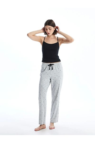 LC Waikiki Lcw Dream Gray Elastic Waist Polka Dot Women's Sleepwear Bottom