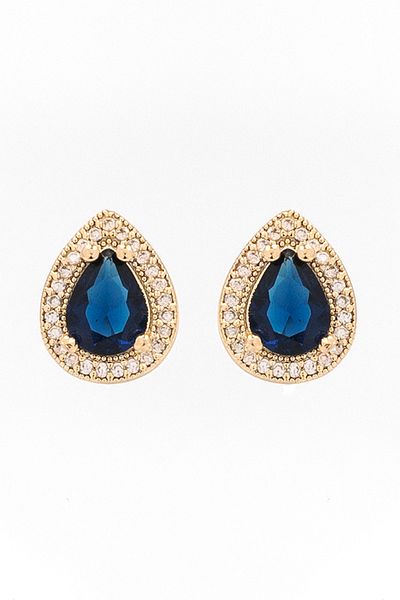 Bijuty Zircon Stone Dark Blue Drop Stone Earrings