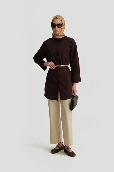 Armine Brown Foil Printed Tunic - 25Y4601