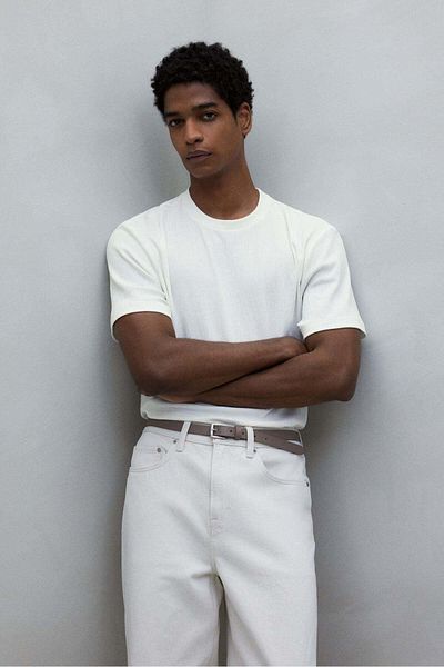 H&M Regular Fit Textured T-shirt