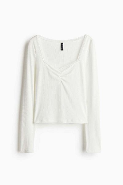 H&M Lace-trimmed ribbed top