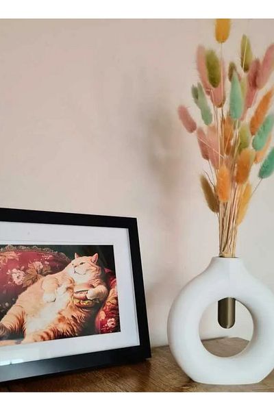 3D Brothers Modern Circular Vase with Hollow Detailing Fuzzy Skin