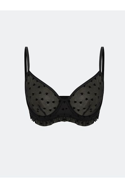 LC Waikiki Sutien negru cu sârmă, fără căptușeală, cu model