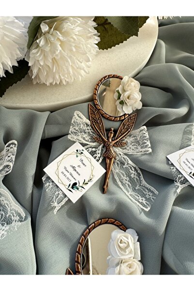 Gami Handmade Dantel Kurdelalı Melek Ayna Magnet Söz, Nişan, Düğün, Nikah, Mevlüt Hediyelik - 20 Adet