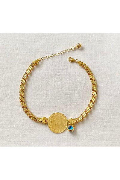 Lora Kuyumculuk Kalemli Pullu Zincirli 22 Ayar Ceyrekli Bileklik